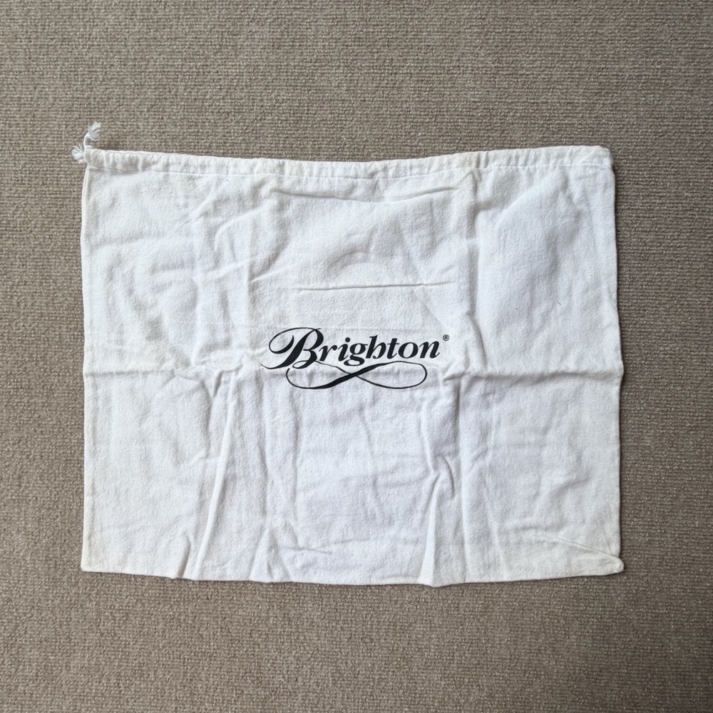 BRIGHTON white Flannel Dust Bag 20x16" Black Logo Drawstrings